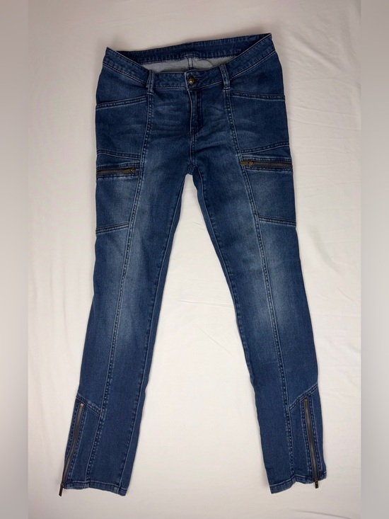 BCBGMaxAzria Denim - BCBGMaxAzria Dark Blue Moto Skinny Jeans Cyber-Y2K Tactical Jeans size 30
